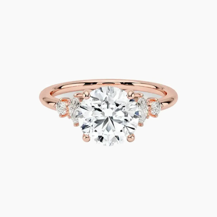 Jordana Round Designer 2.5 Carat Lab Grown Diamond Engagement Ring in 14K Rose Gold