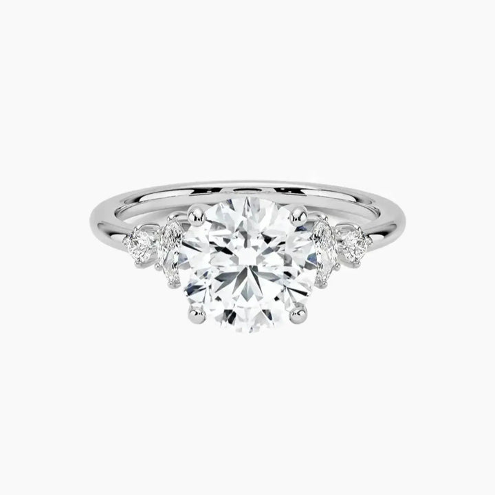 Jordana Round Designer 3 Carat Lab Grown Diamond Engagement Ring in 18K White Gold