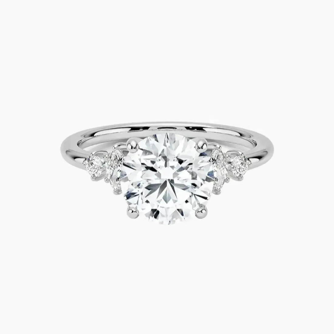 Jordana Round Designer 1.5 Carat Lab Grown Diamond Engagement Ring in 18K White Gold