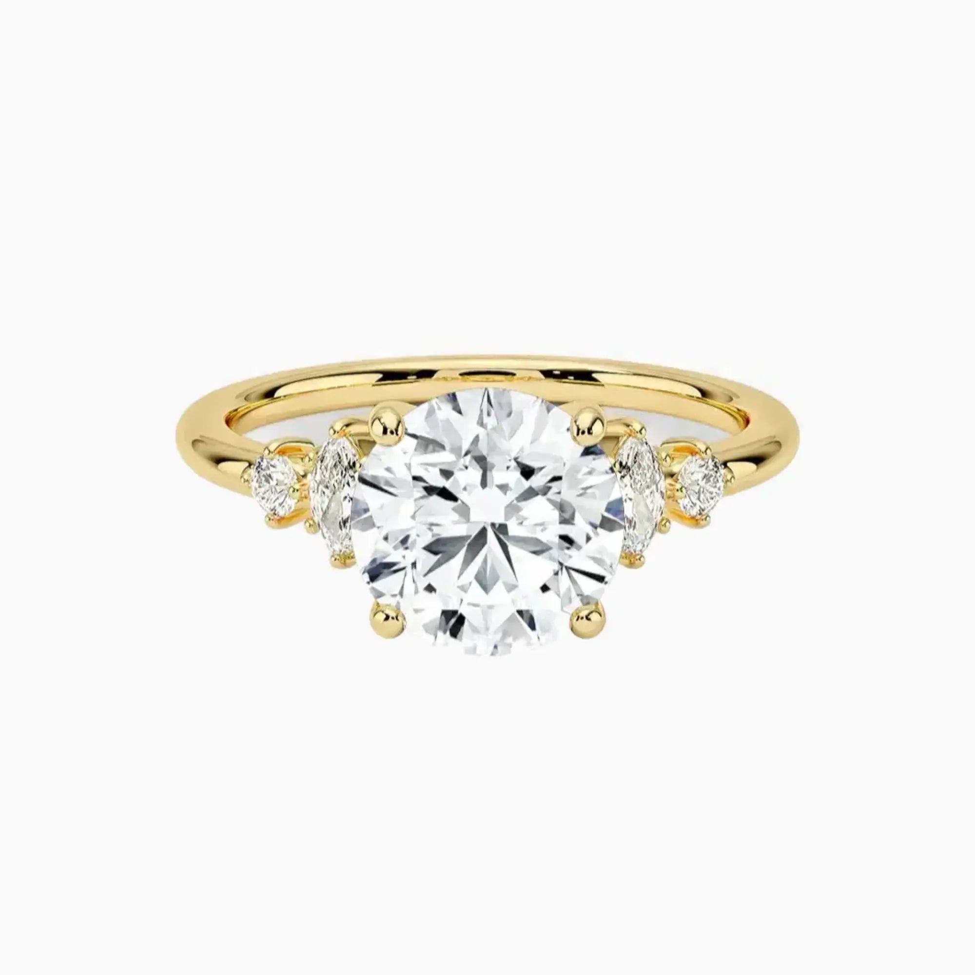 Jordana Round Designer 1.5 Carat Lab Grown Diamond Engagement Ring in 18K White Gold