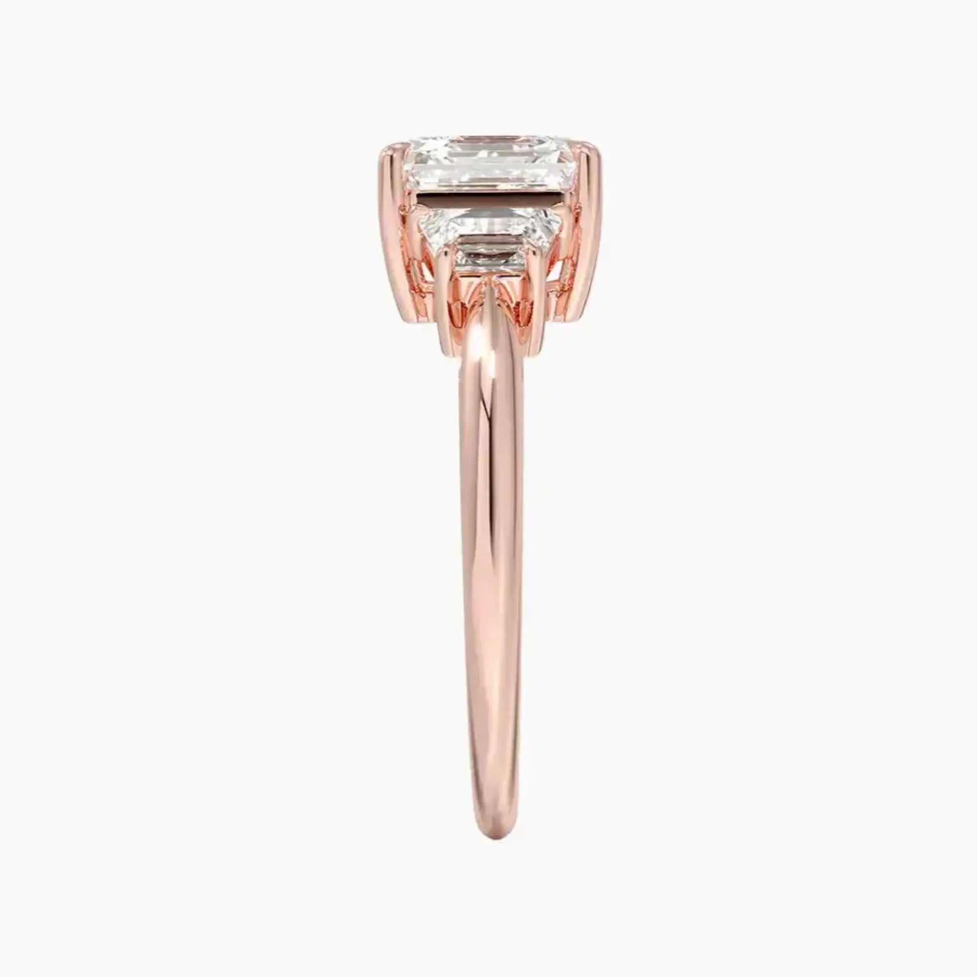 Oriana Asscher Three Stone 2.5 Carat Lab Grown Diamond Engagement Ring in 14K White Gold