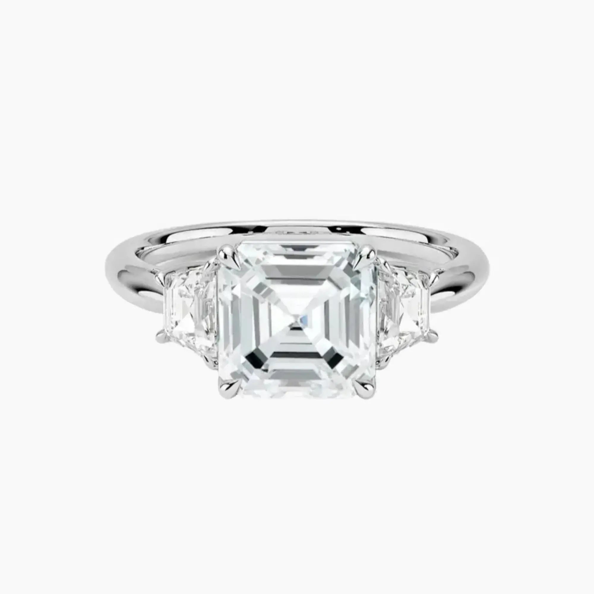 Oriana Asscher Three Stone 2 Carat Lab Grown Diamond Engagement Ring in 18K Rose Gold