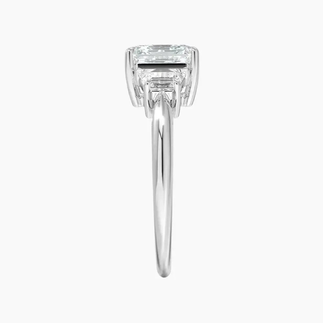 Oriana Asscher Three Stone 3 Carat Lab Grown Diamond Engagement Ring in 18K Yellow Gold