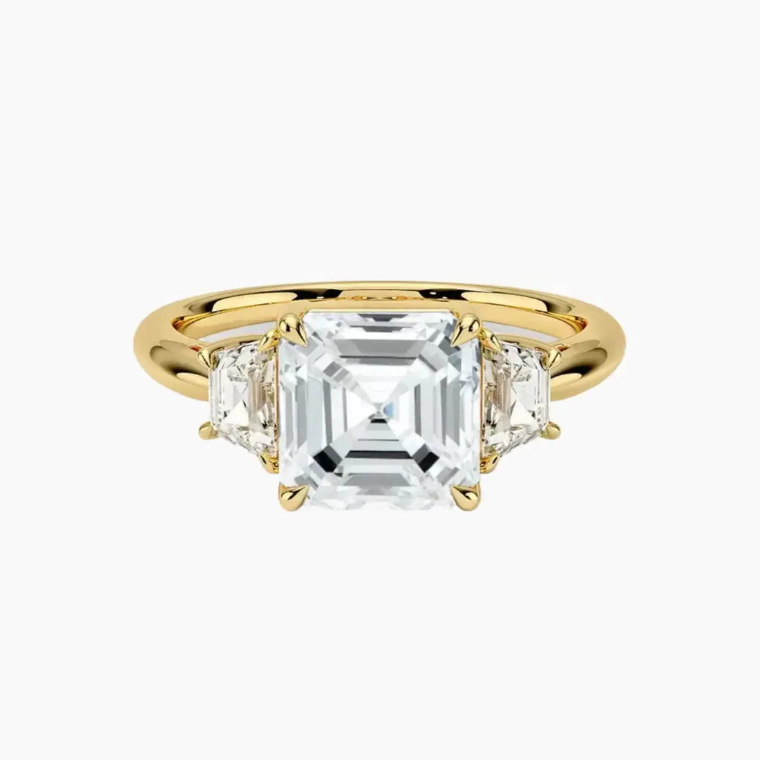 Oriana Asscher Three Stone 3 Carat Lab Grown Diamond Engagement Ring in 18K Rose Gold