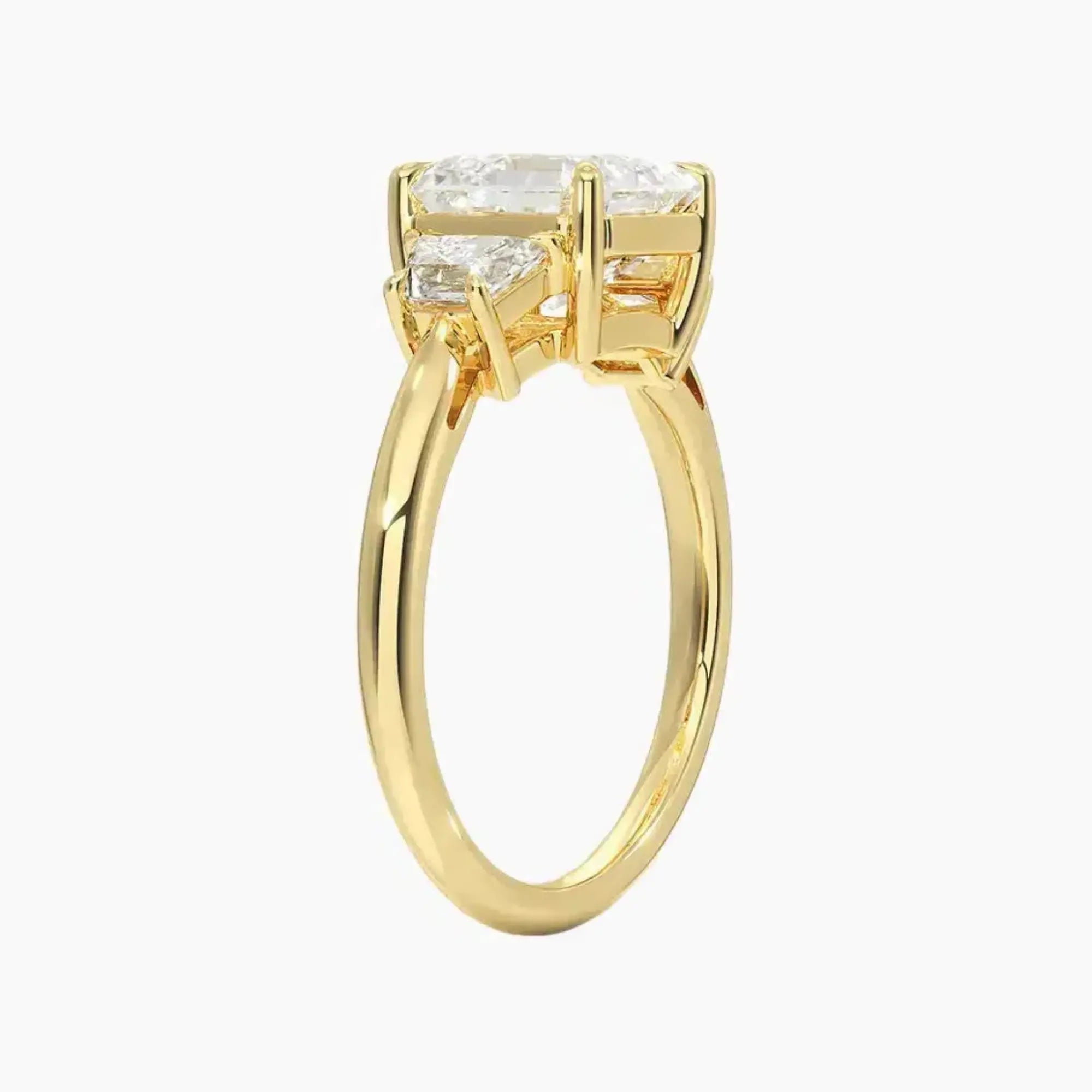 Oriana Asscher Three Stone 1 Carat Lab Grown Diamond Engagement Ring in 18K White Gold