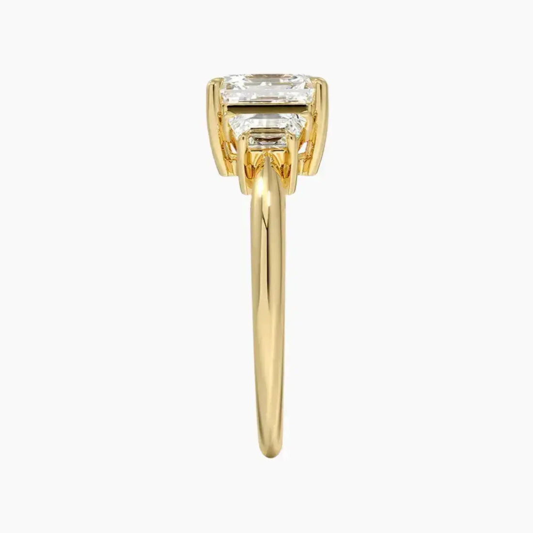 Oriana Asscher Three Stone 1 Carat Lab Grown Diamond Engagement Ring in 14K Rose Gold