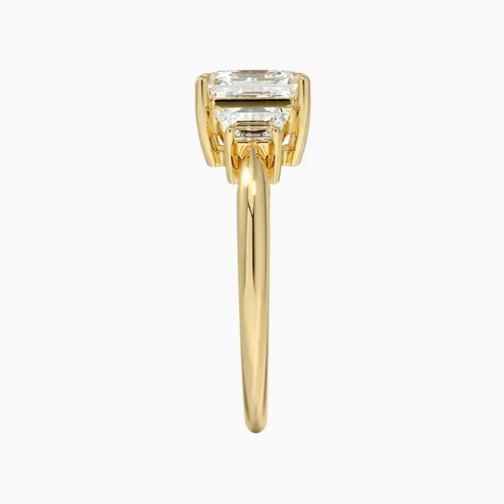 Oriana Asscher Three Stone 2 Carat Lab Grown Diamond Engagement Ring in 18K Rose Gold