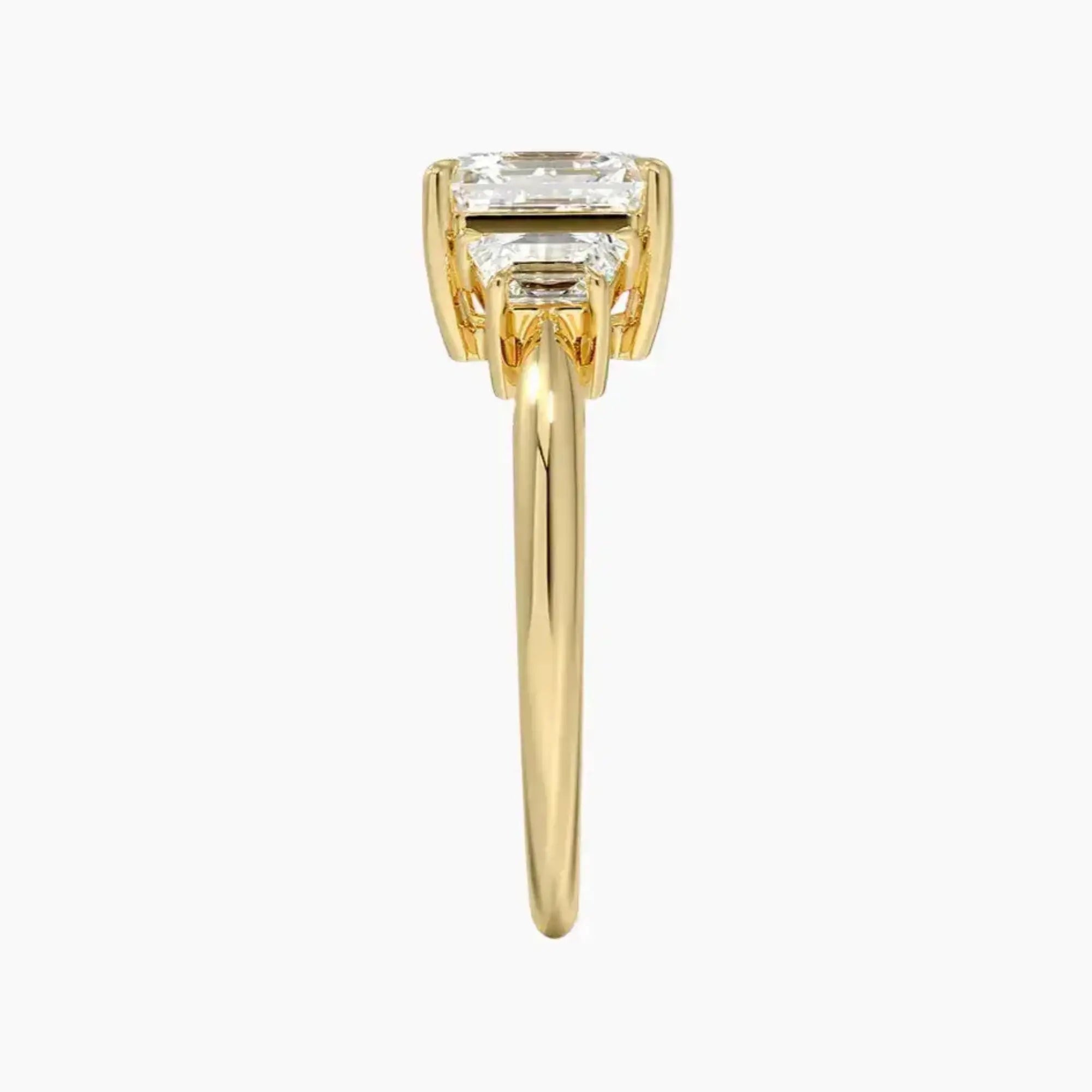 Oriana Asscher Three Stone Diamond Ring Setting in 14K White Gold