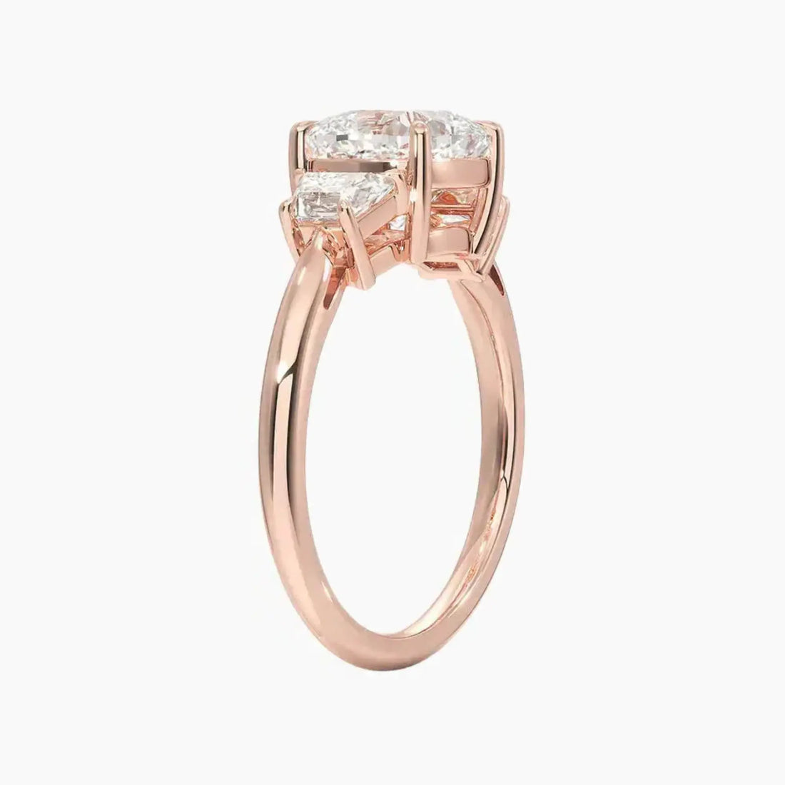 Oriana Cushion Three Stone 3 Carat Lab Grown Diamond Engagement Ring in 18K Yellow Gold