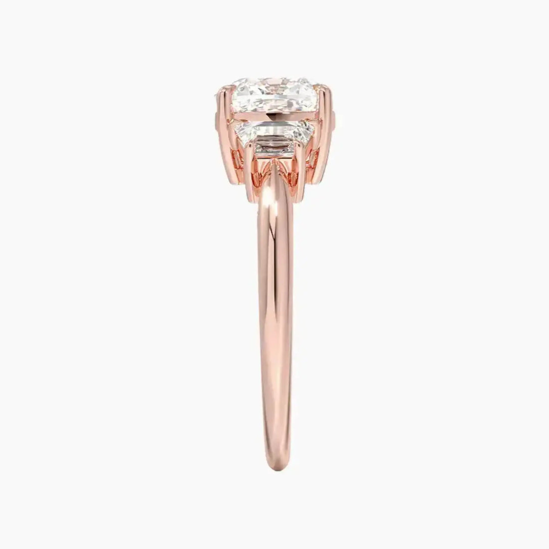 Oriana Cushion Three Stone 1 Carat Lab Grown Diamond Engagement Ring in 14K Rose Gold