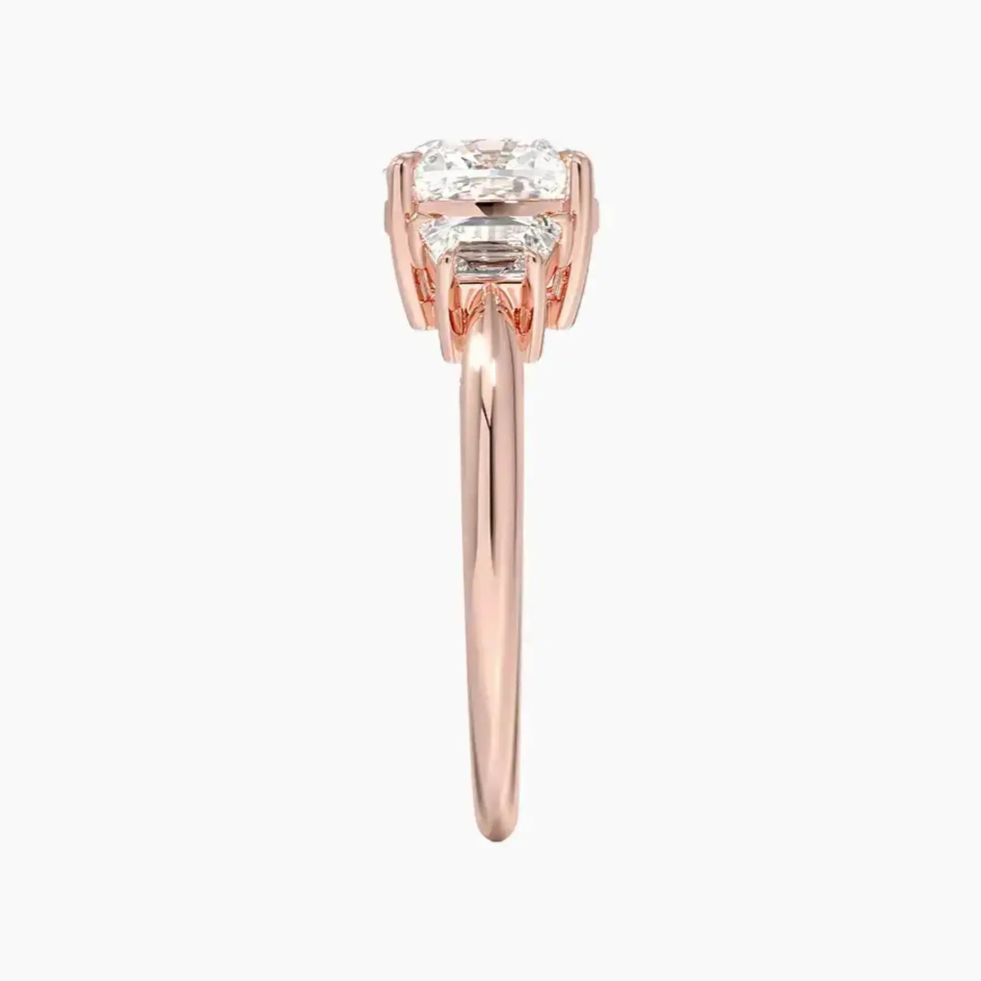 Oriana Cushion Three Stone 2 Carat Lab Grown Diamond Engagement Ring in 18K Yellow Gold