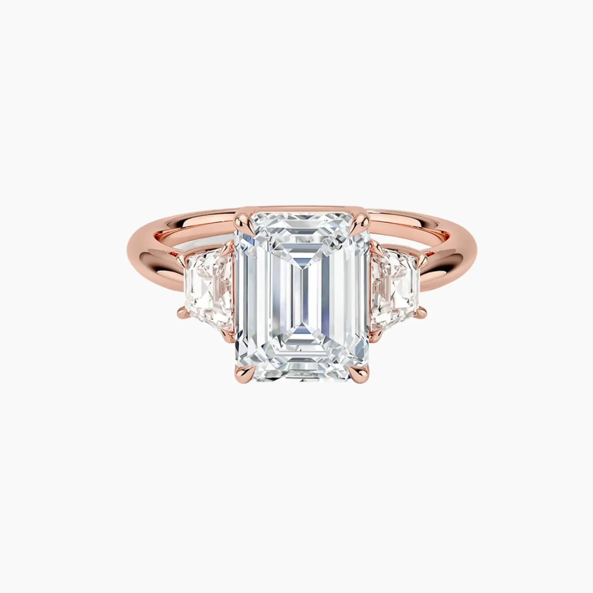 Oriana Emerald Three Stone 2 Carat Lab Grown Diamond Engagement Ring in 18K White Gold