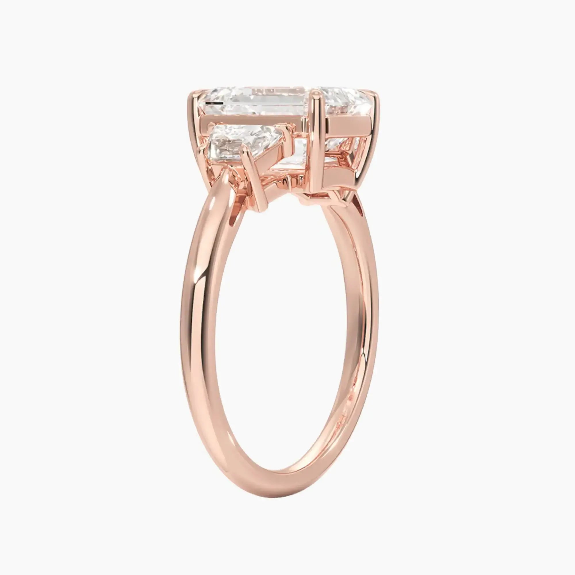 Oriana Emerald Three Stone Diamond Ring Setting in 18K Yellow Gold