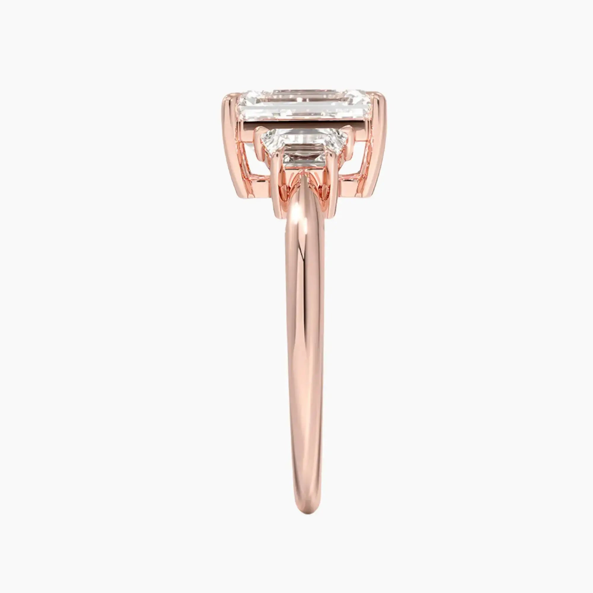 Oriana Emerald Three Stone 2 Carat Lab Grown Diamond Engagement Ring in 14K White Gold