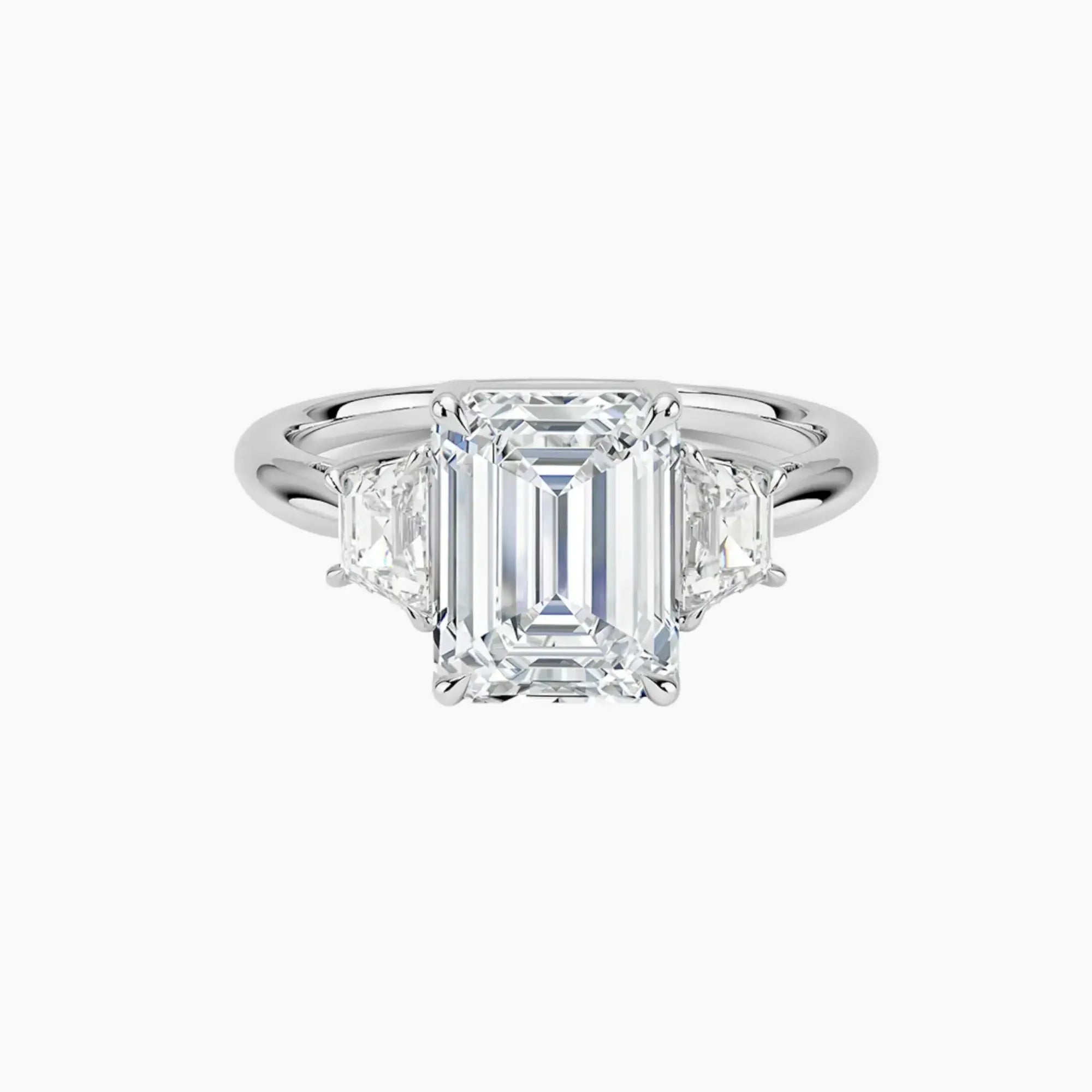 Oriana Emerald Three Stone 1 Carat Lab Grown Diamond Engagement Ring in 14K Rose Gold