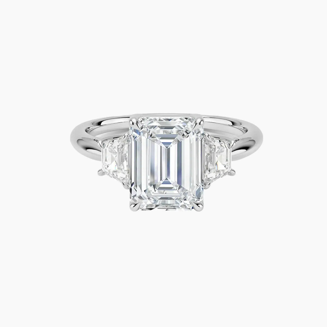 Oriana Emerald Three Stone 1.5 Carat Lab Grown Diamond Engagement Ring in 14K White Gold