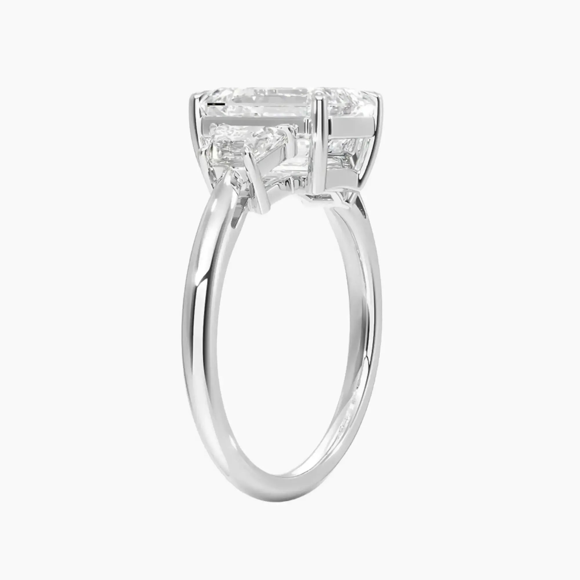 Oriana Emerald Three Stone 3 Carat Lab Grown Diamond Engagement Ring in 14K Rose Gold