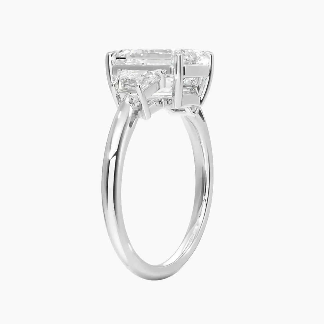 Oriana Emerald Three Stone 2.5 Carat Lab Grown Diamond Engagement Ring in 18K Yellow Gold