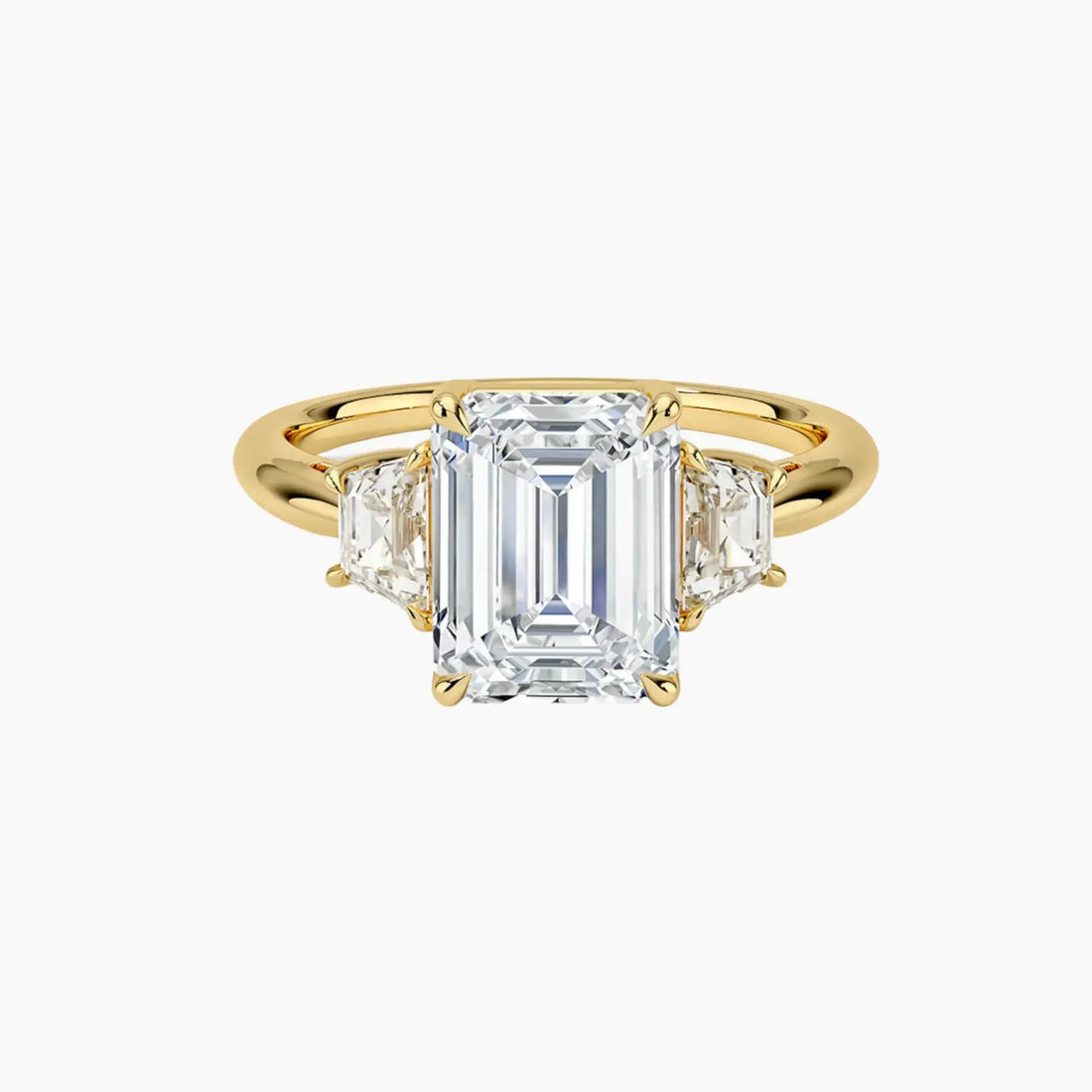 Oriana Emerald Three Stone Diamond Ring Setting in 14K White Gold