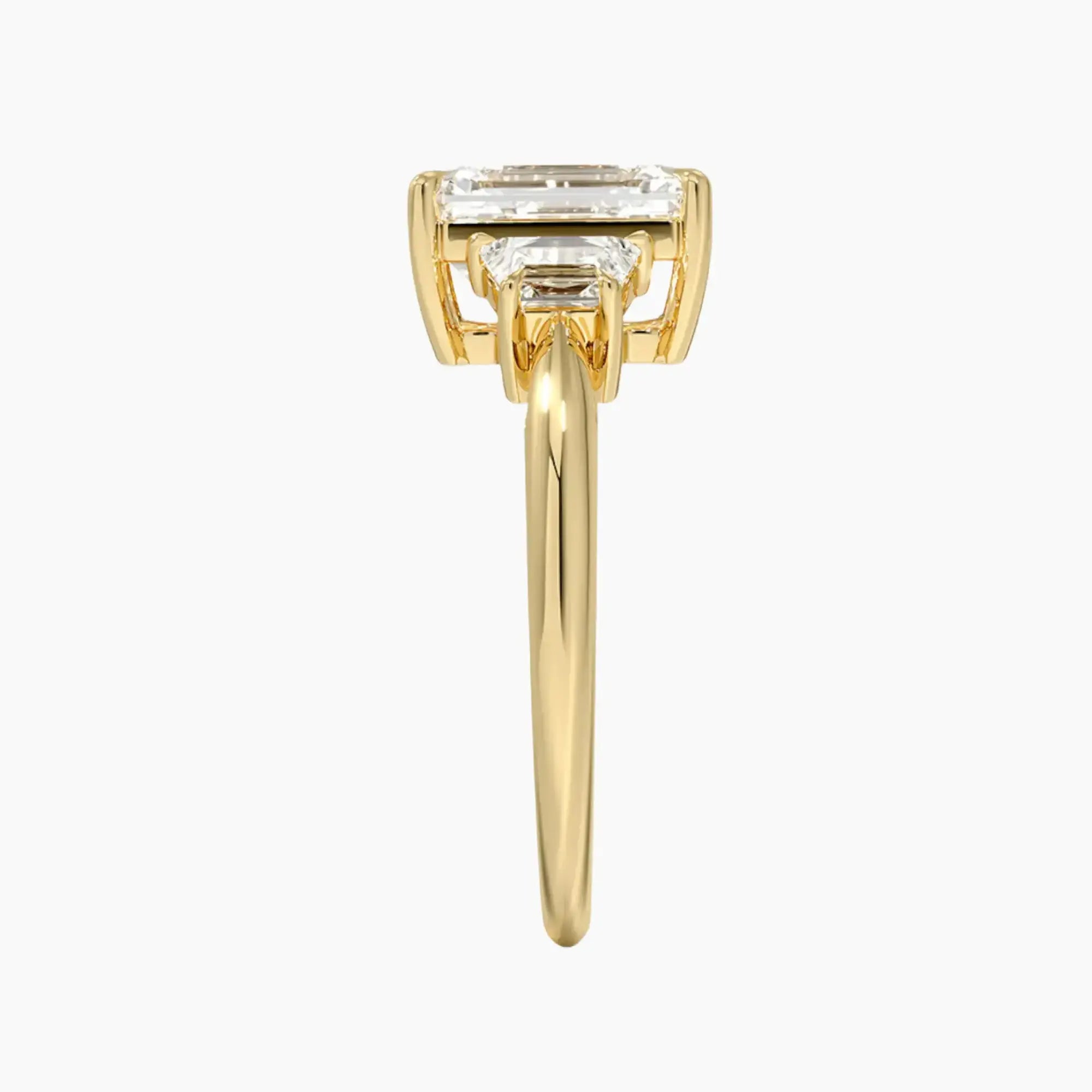 Oriana Emerald Three Stone 1 Carat Lab Grown Diamond Engagement Ring in 14K Rose Gold