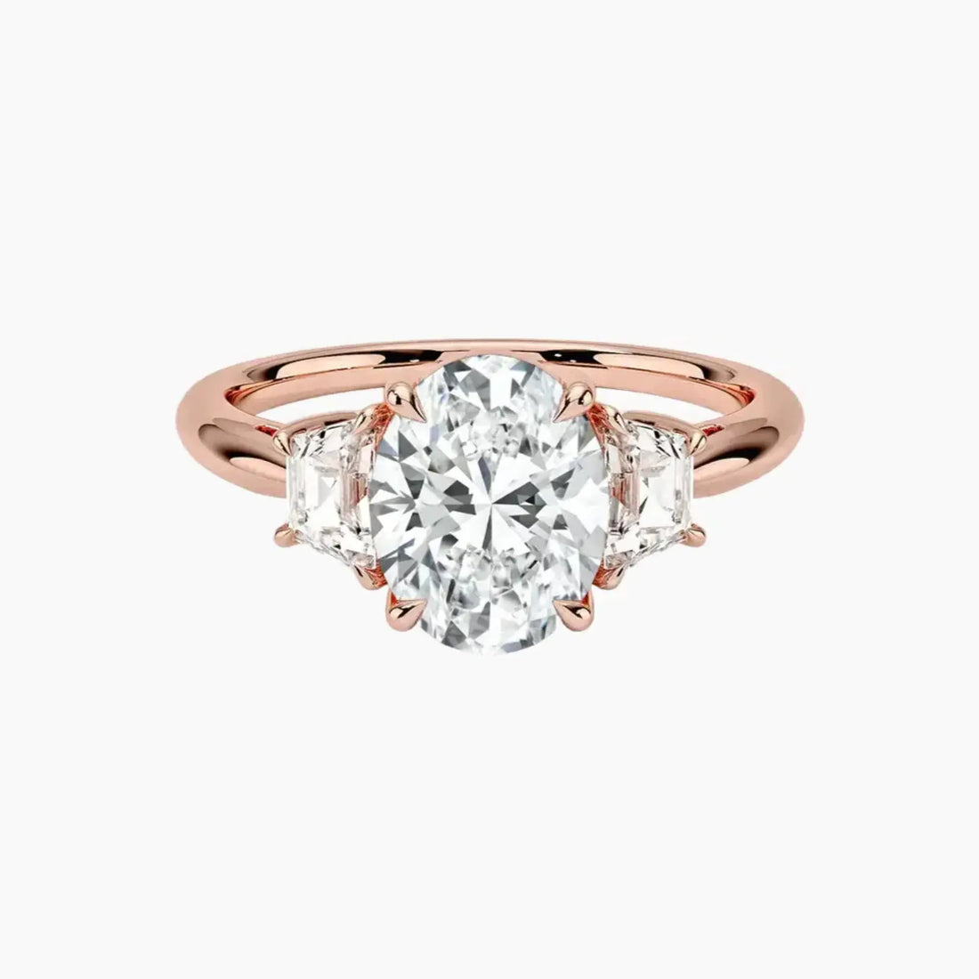 Oriana Oval Three Stone Diamond Ring Setting in 18K Yellow Gold