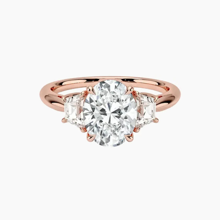 Oriana Oval Three Stone 1 Carat Lab Grown Diamond Engagement Ring in 14K Rose Gold