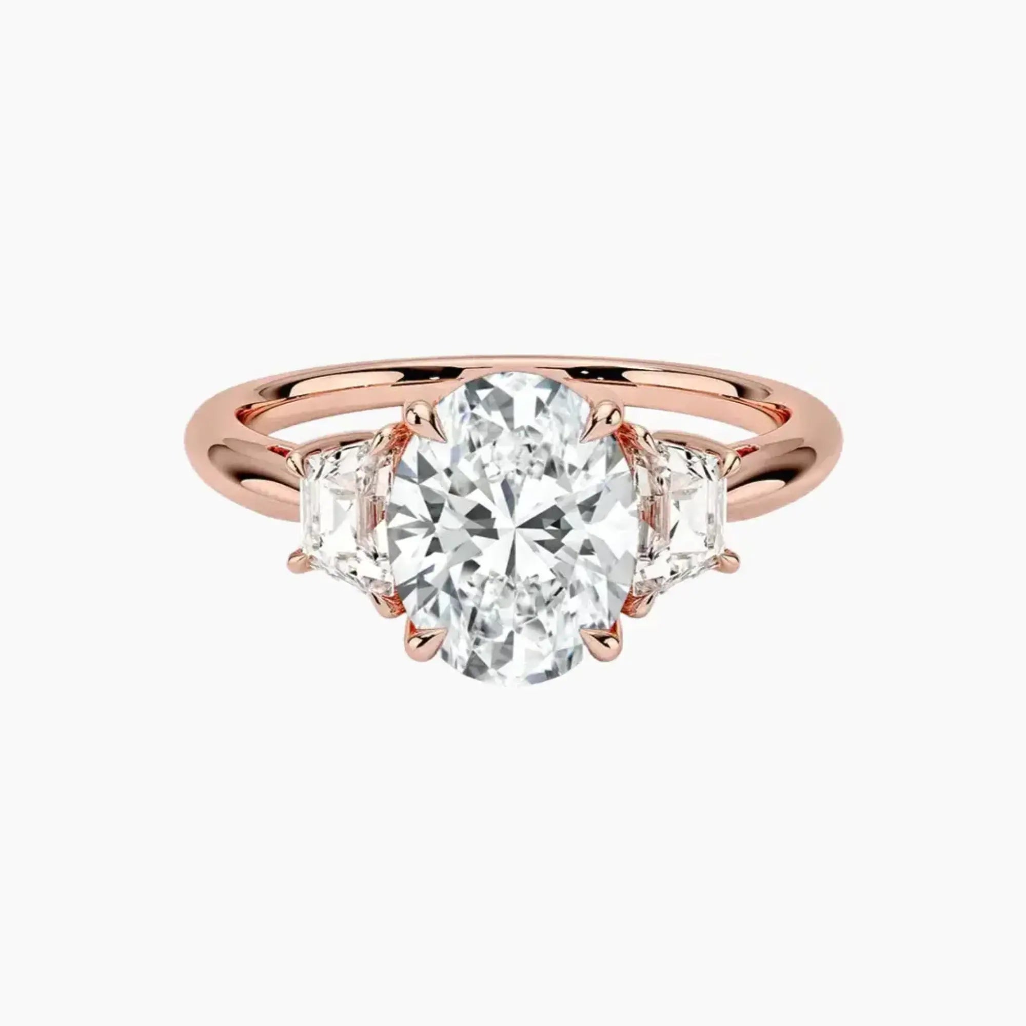 Oriana Oval Three Stone Diamond Ring Setting in 14K White Gold