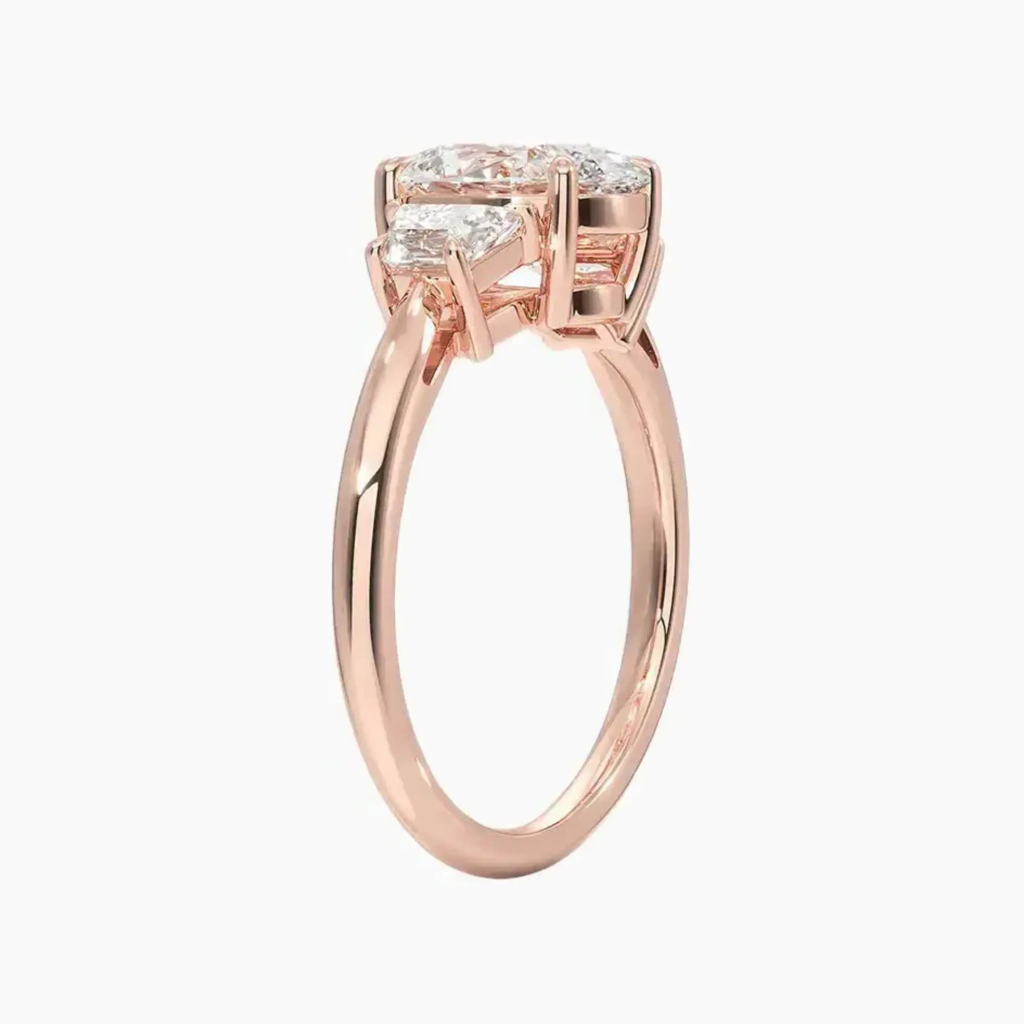 Oriana Oval Three Stone 2.5 Carat Lab Grown Diamond Engagement Ring in 18K Yellow Gold