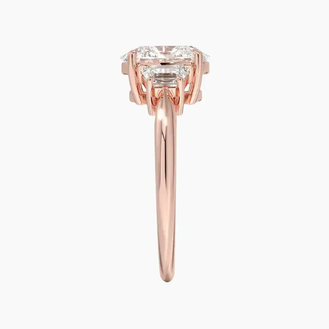 Oriana Oval Three Stone 2 Carat Lab Grown Diamond Engagement Ring in 14K Rose Gold
