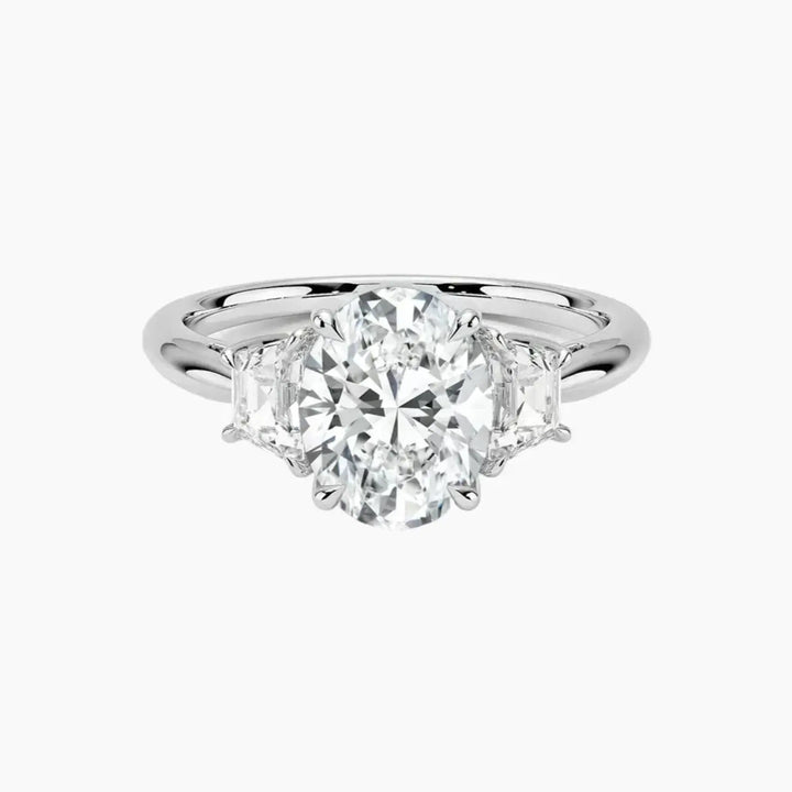 Oriana Oval Three Stone 2 Carat Lab Grown Diamond Engagement Ring in 18K White Gold