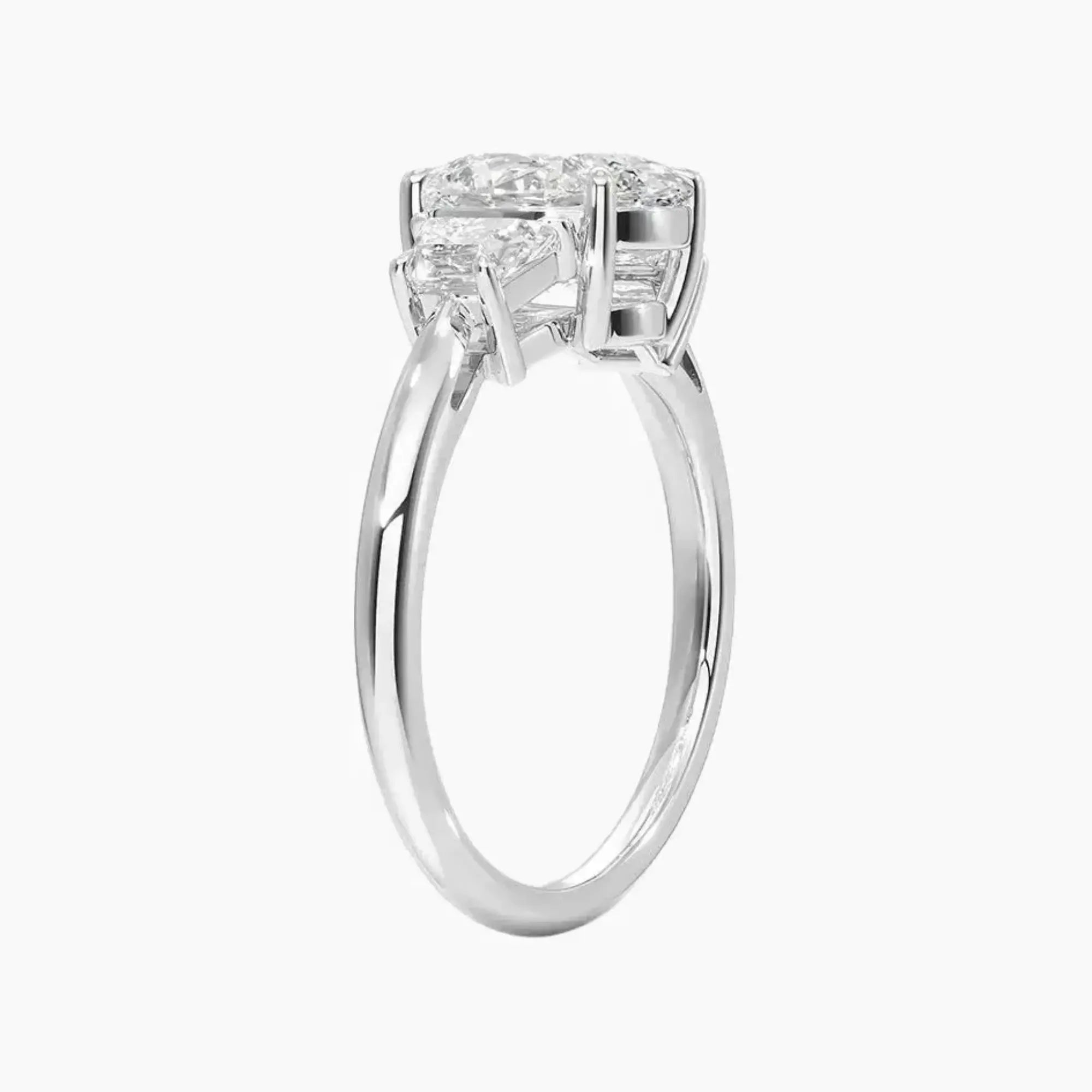 Oriana Oval Three Stone 2.5 Carat Lab Grown Diamond Engagement Ring in 18K Yellow Gold