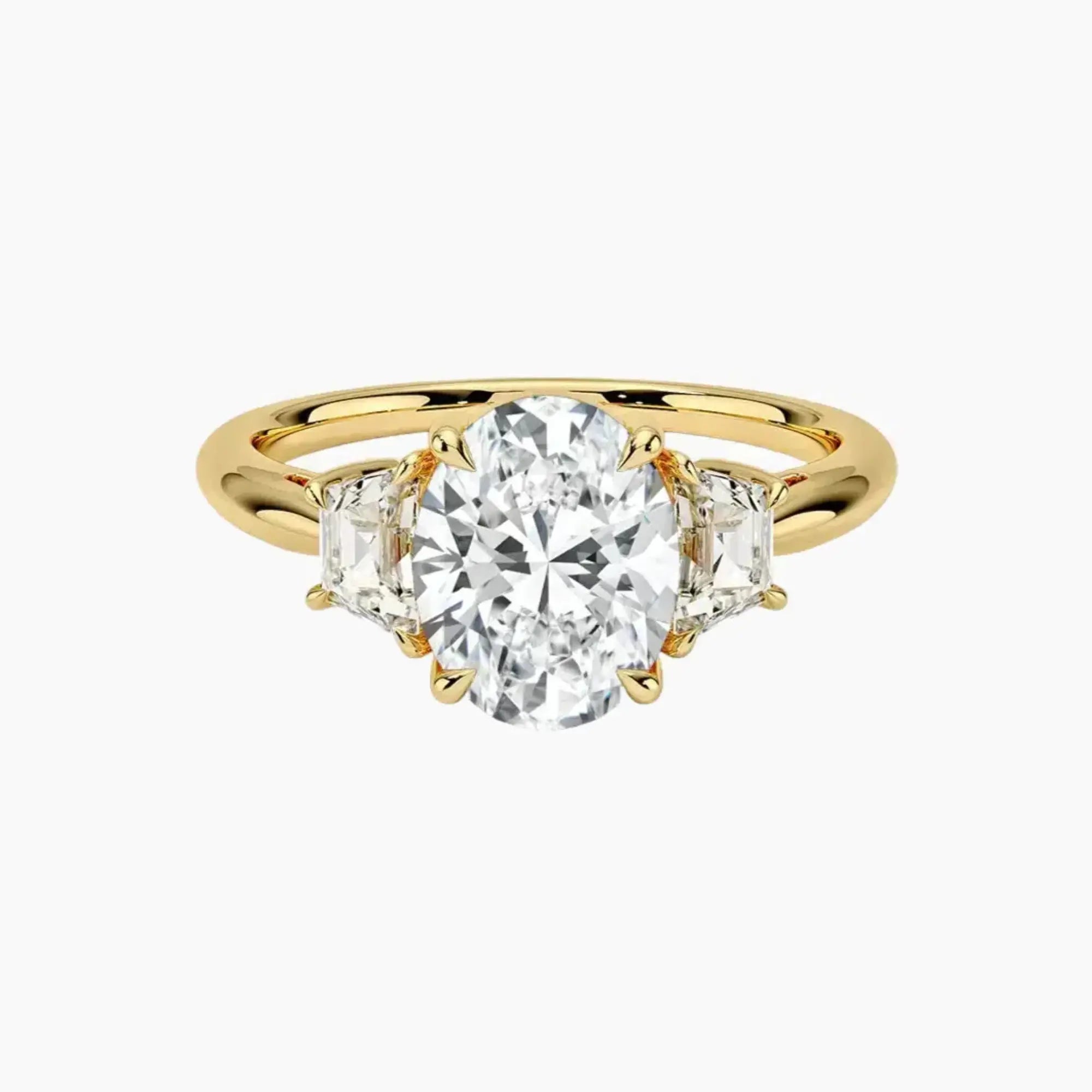 Oriana Oval Three Stone 1 Carat Lab Grown Diamond Engagement Ring in 14K Yellow Gold