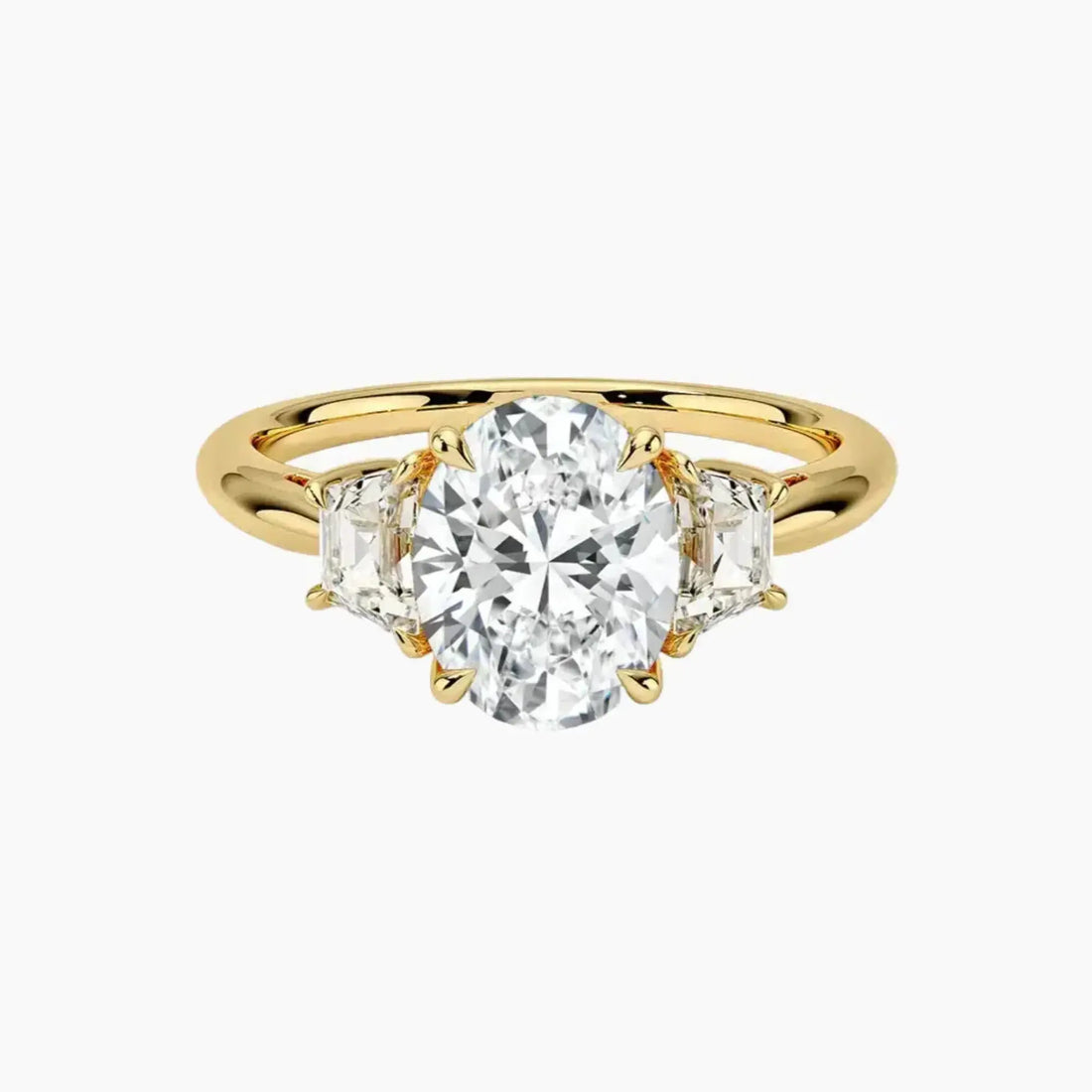 Oriana Oval Three Stone Diamond Ring Setting in 18K Yellow Gold