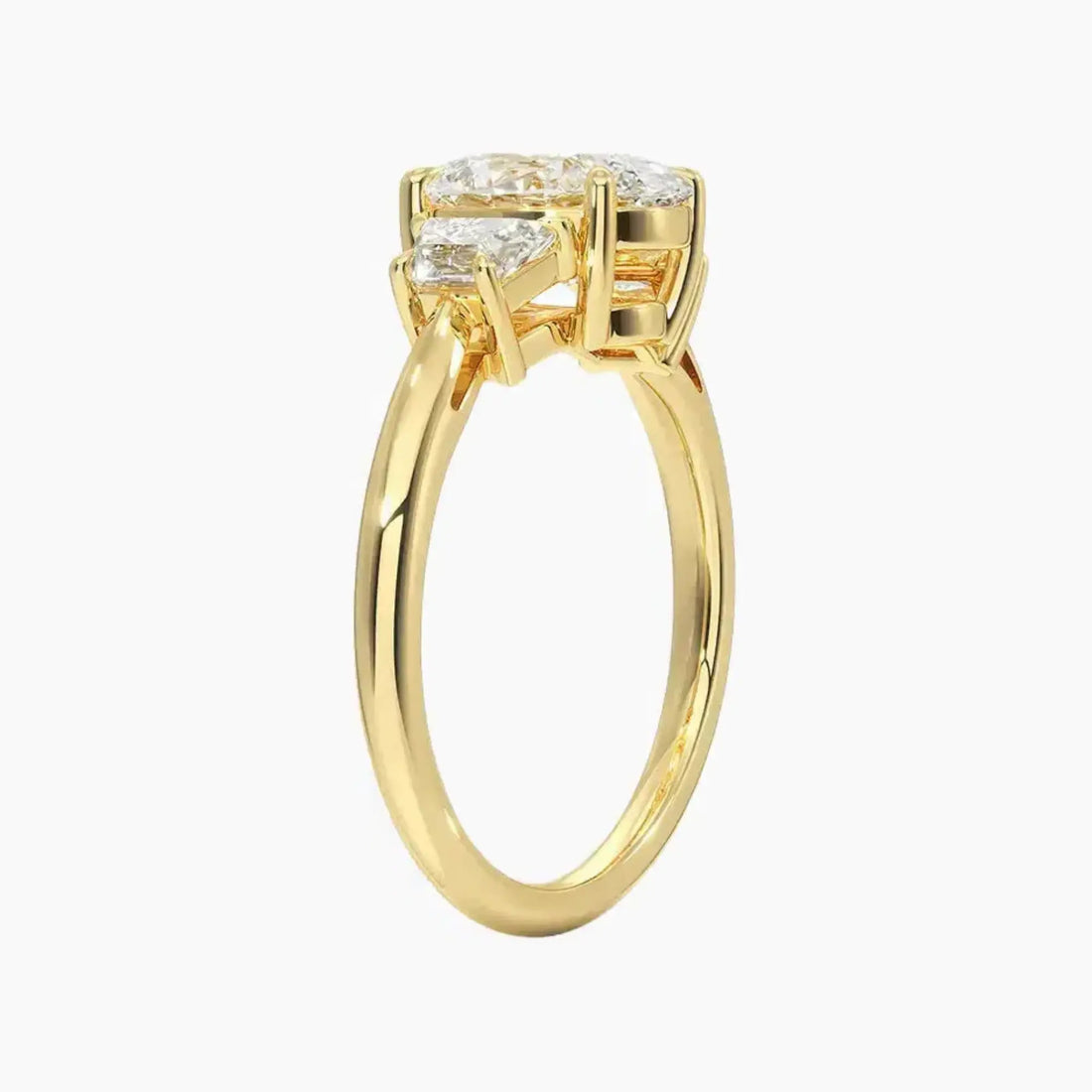 Oriana Oval Three Stone 1.5 Carat Lab Grown Diamond Engagement Ring in 18K Yellow Gold