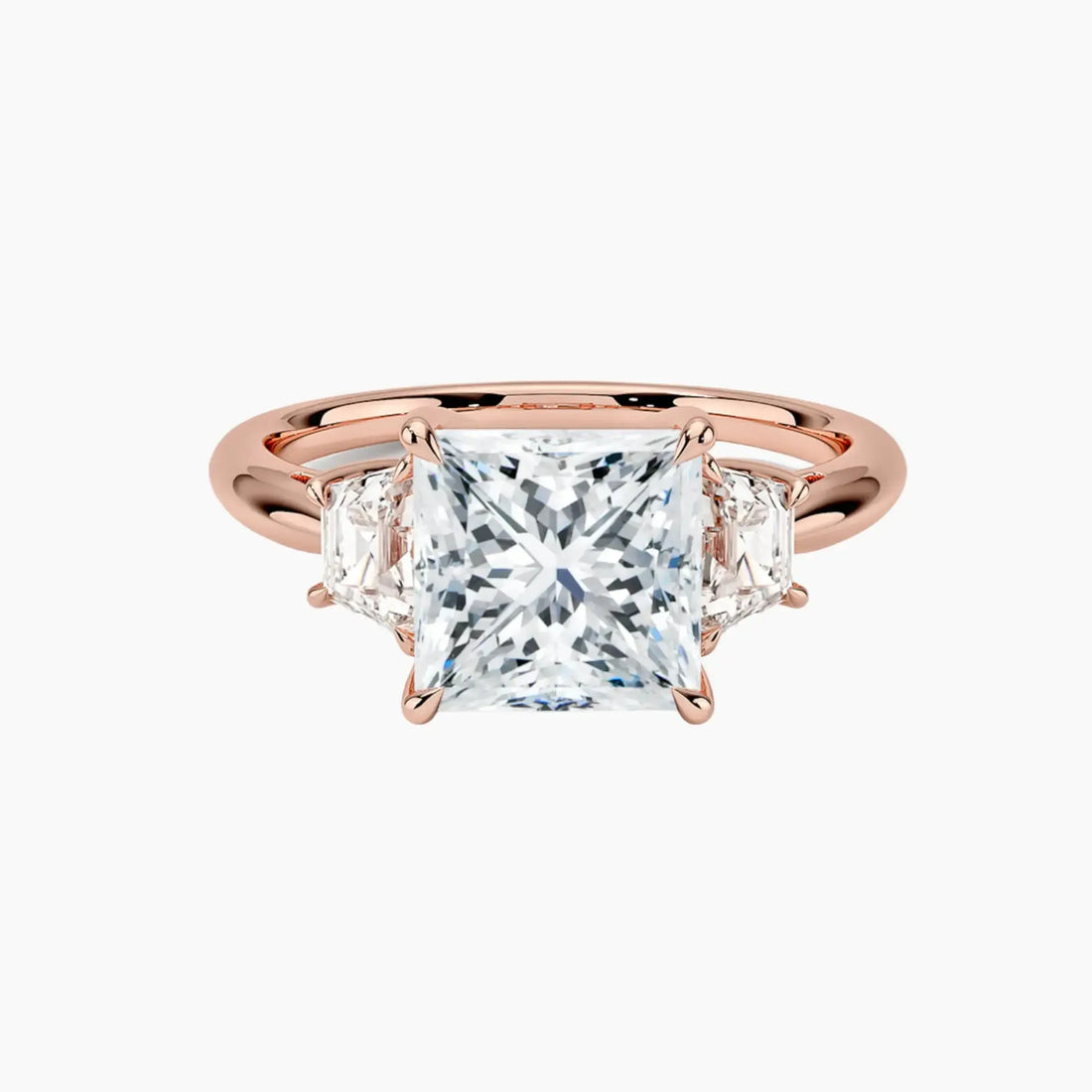 Oriana Princess Three Stone Diamond Ring Setting in 18K Yellow Gold