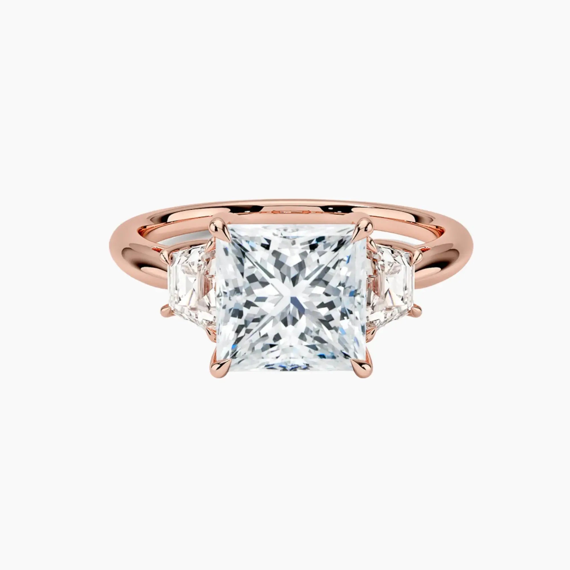 Oriana Princess Three Stone 1 Carat Lab Grown Diamond Engagement Ring in 18K Rose Gold
