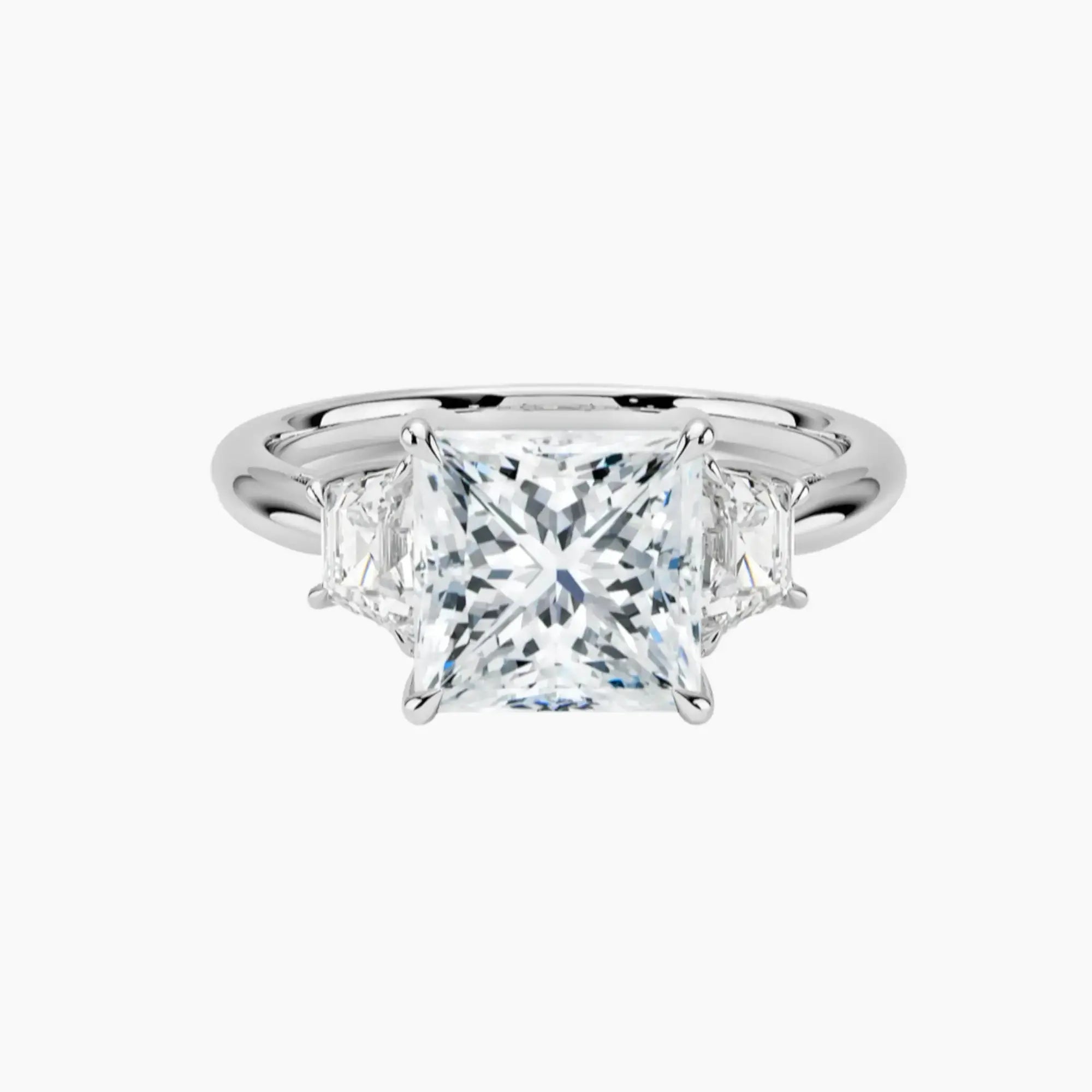 Oriana Princess Three Stone 3 Carat Lab Grown Diamond Engagement Ring in 18K Rose Gold