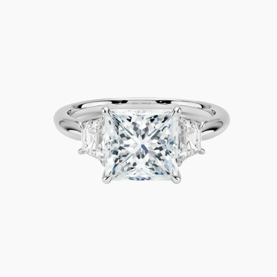 Oriana Princess Three Stone 3 Carat Lab Grown Diamond Engagement Ring in 14K White Gold