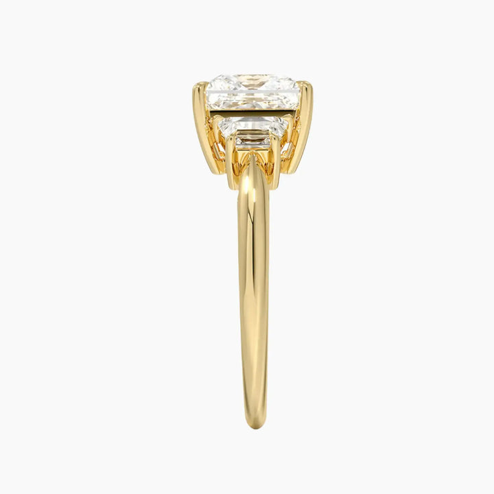 Oriana Princess Three Stone 2.5 Carat Lab Grown Diamond Engagement Ring in 18K Rose Gold