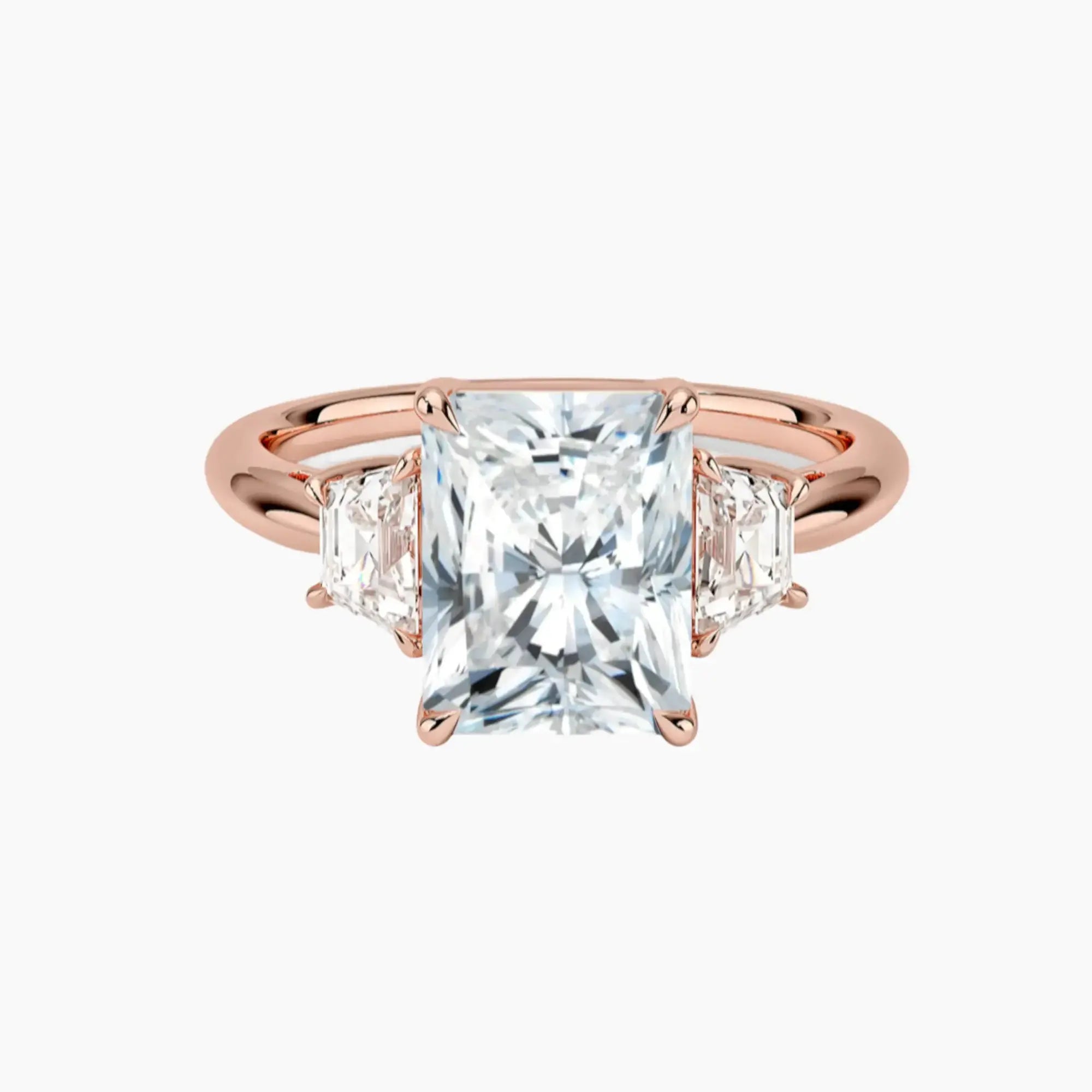 Oriana Radiant Three Stone Diamond Ring Setting in 14K Yellow Gold
