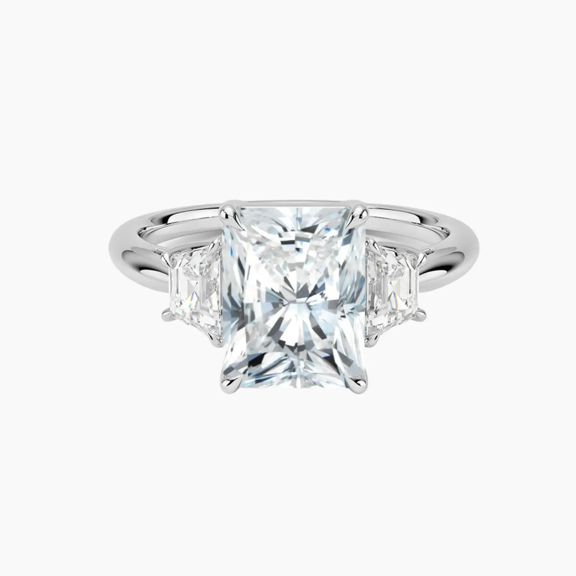 Oriana Radiant Three Stone 2.5 Carat Lab Grown Diamond Engagement Ring in 18K Rose Gold