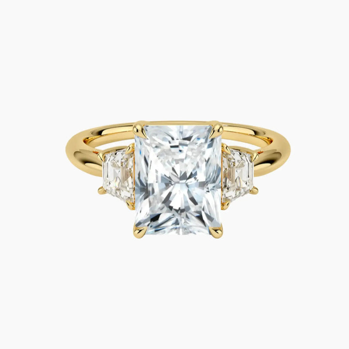 Oriana Radiant Three Stone 1 Carat Lab Grown Diamond Engagement Ring in 18K Yellow Gold