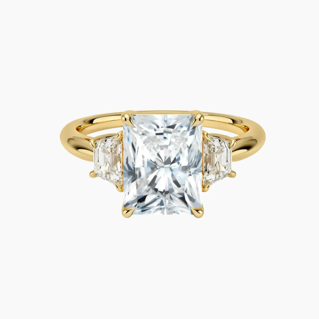 Oriana Radiant Three Stone 1.5 Carat Lab Grown Diamond Engagement Ring in 14K Yellow Gold