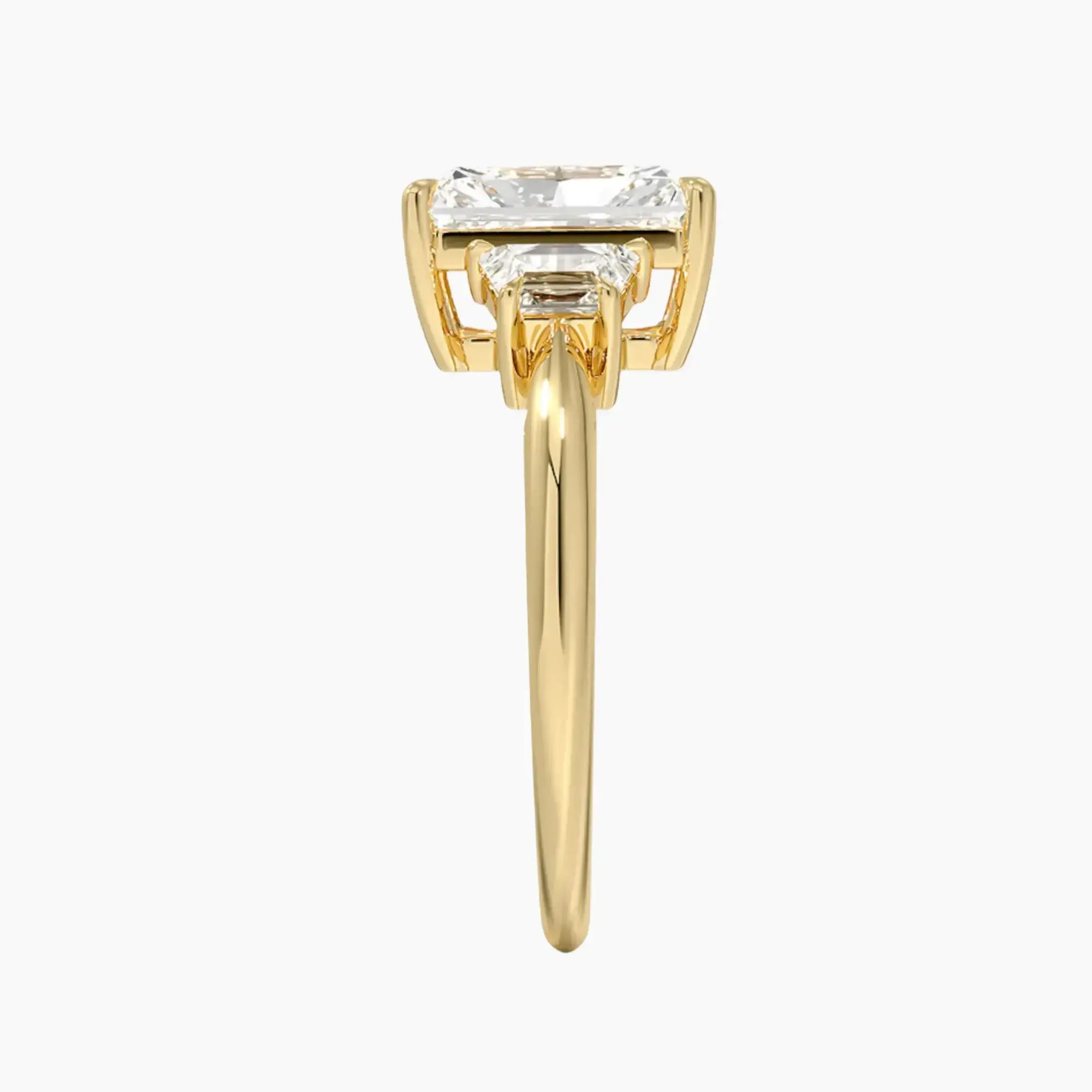 Oriana Radiant Three Stone Diamond Ring Setting in 18K White Gold