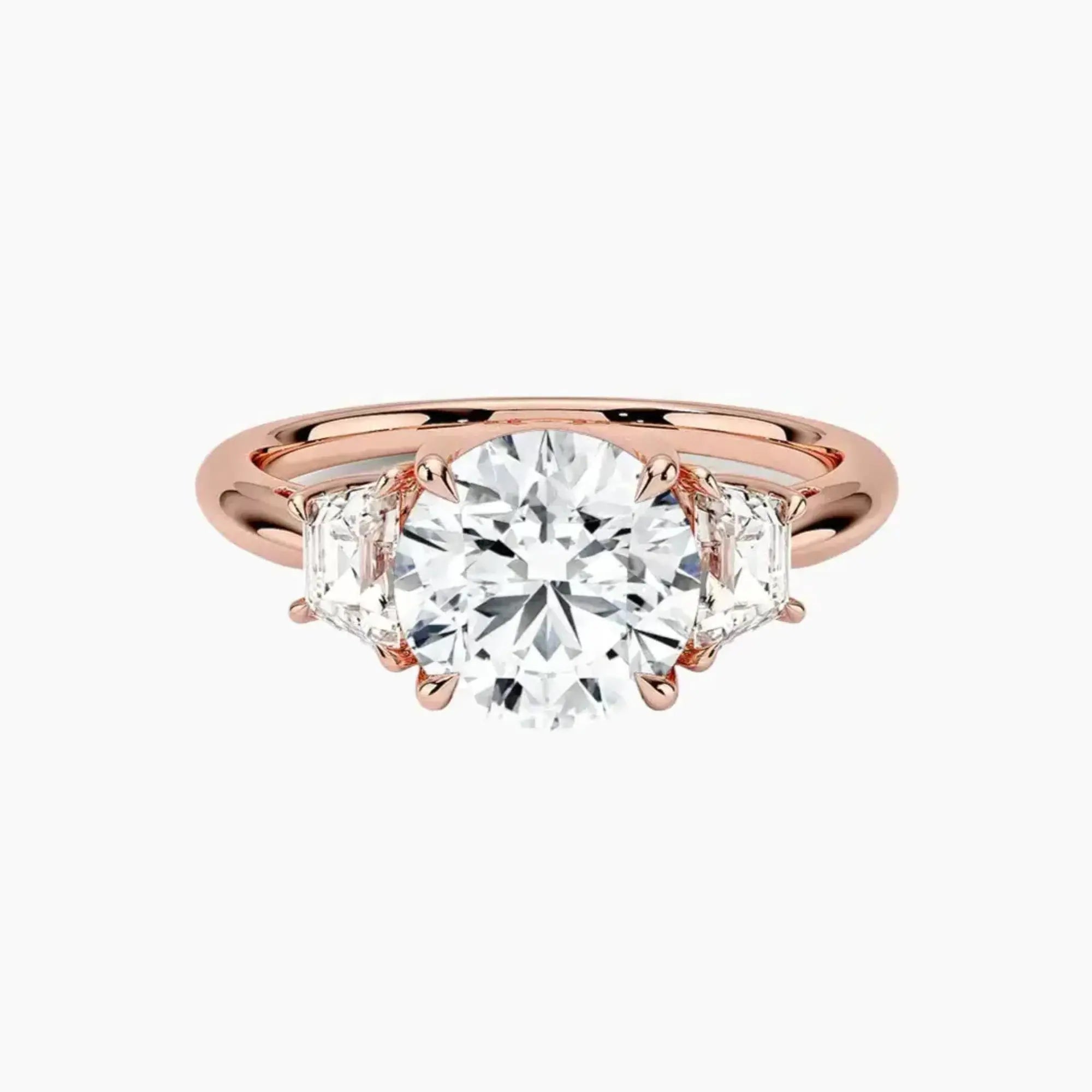 Oriana Round Three Stone 1 Carat Lab Grown Diamond Engagement Ring in 14K Rose Gold