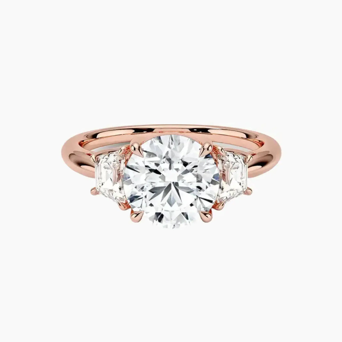 Oriana Round Three Stone 1 Carat Lab Grown Diamond Engagement Ring in 14K Rose Gold