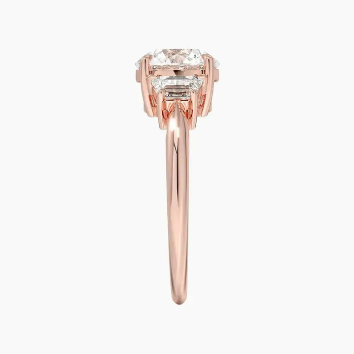 Oriana Round Three Stone 1.5 Carat Lab Grown Diamond Engagement Ring in 18K Yellow Gold