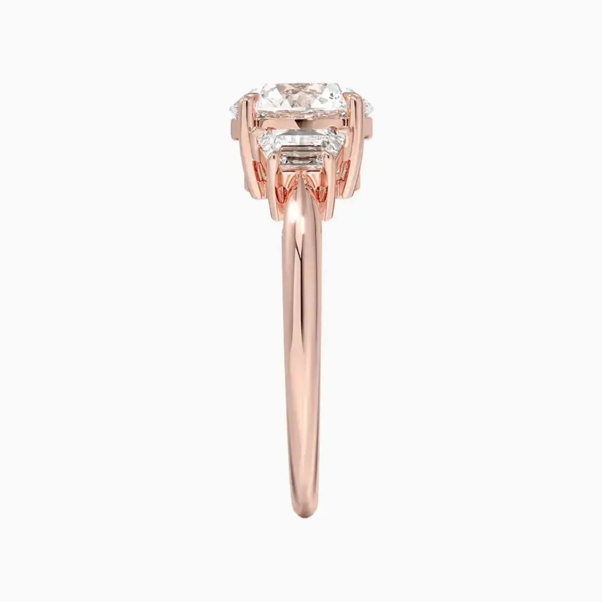 Oriana Round Three Stone 2.5 Carat Lab Grown Diamond Engagement Ring in 14K Yellow Gold