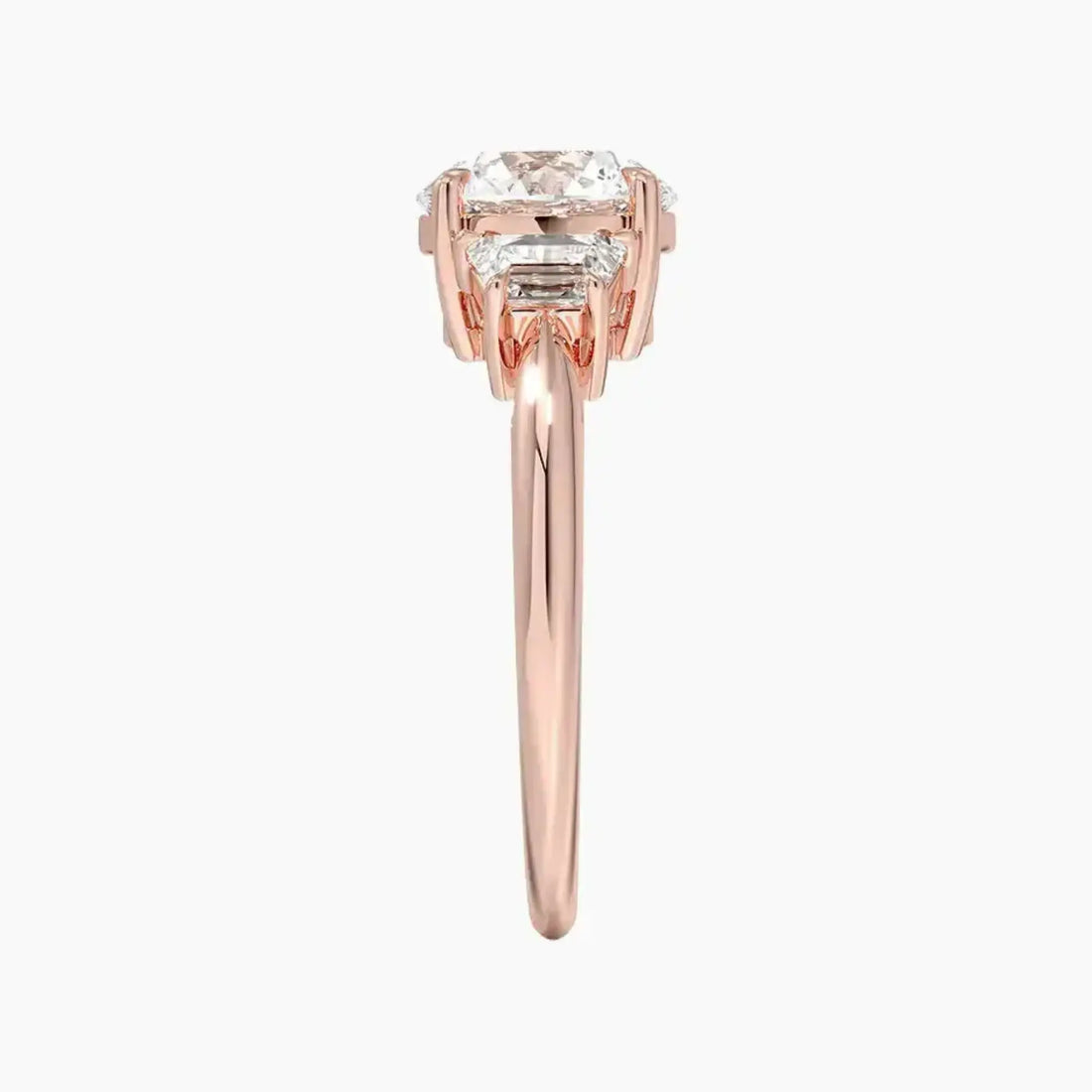 Oriana Round Three Stone 3 Carat Lab Grown Diamond Engagement Ring in 14K White Gold
