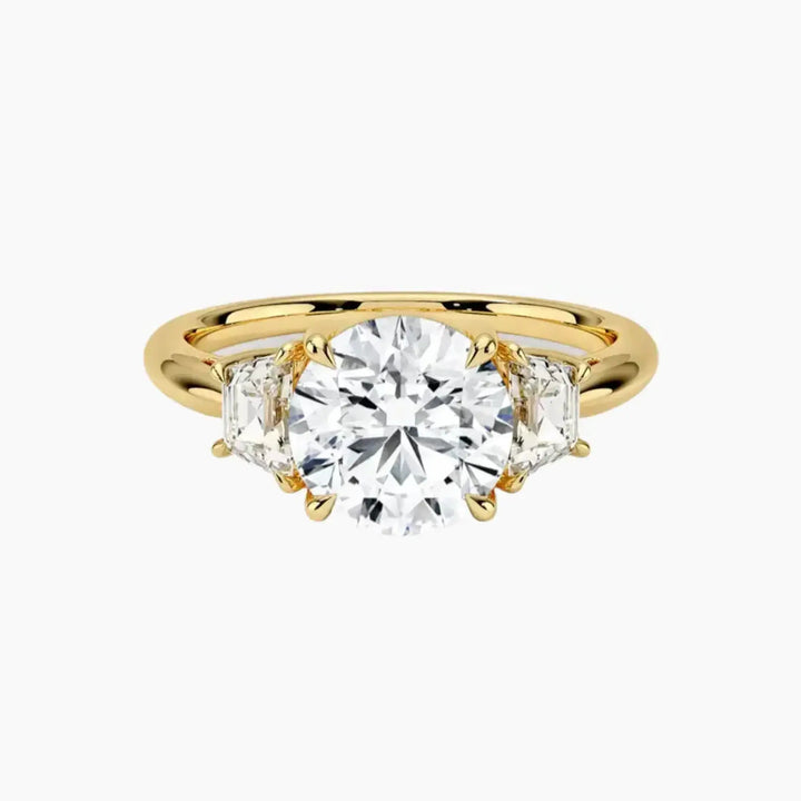 Oriana Round Three Stone 1 Carat Lab Grown Diamond Engagement Ring in 14K Yellow Gold